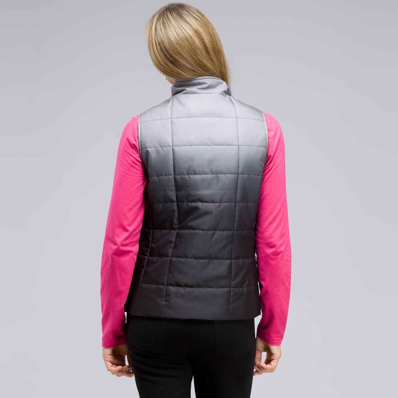 Mock Neck Quilted Vest, Black Multi, large image number 1